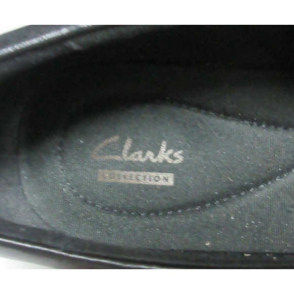 Clarks Block Heel Comfort Black - Leather Shoes Booties Woman's 10 Elastic Sides - Picture 7 of 8